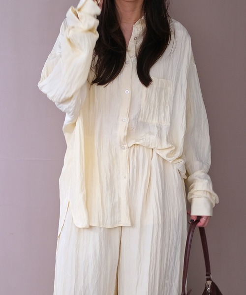 AKTE（アクテ）の「オーバークリンクルシャツ（シャツ/ブラウス・レディース・ホワイト/ペールイエロー/ベビーピンク・FREE）」の19枚目の写真