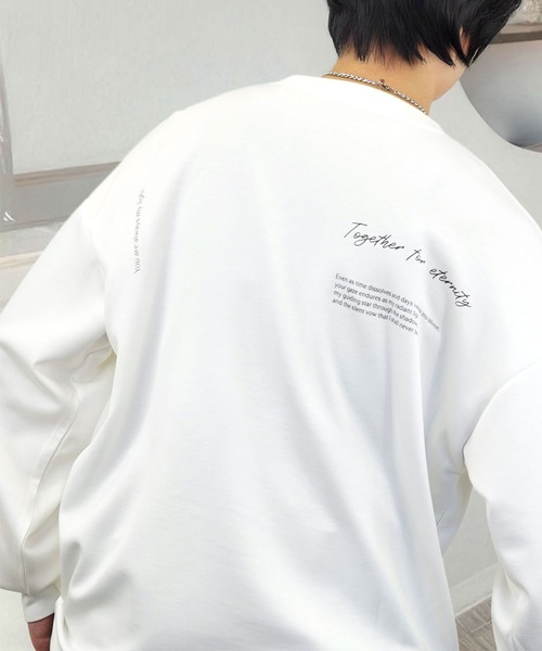 セール】ソフトタッチ ストレッチ Tシャツ 長袖 バックプリント ロンT