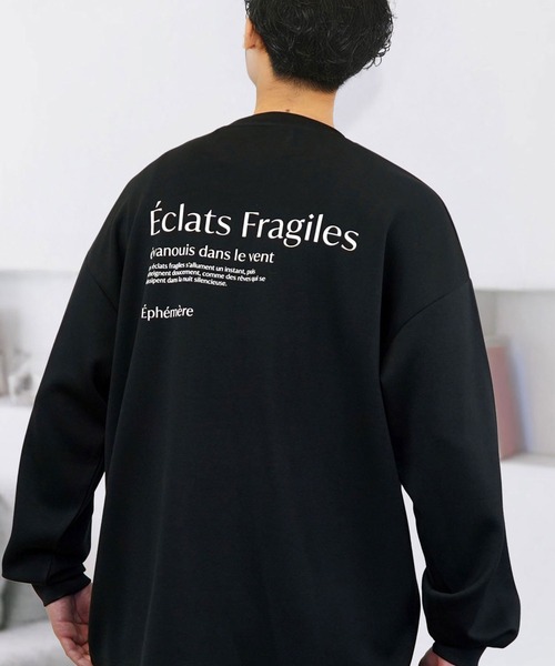 セール】ソフトタッチ ストレッチ Tシャツ 長袖 バックプリント ロンT