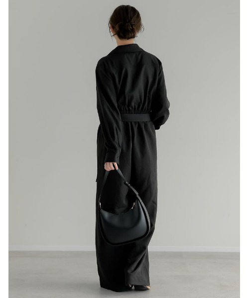 Re:EDIT（リエディ）の「[2026S/S COLLECTION][低身長/高身長サイズ有]ポーラカシュクールオールインワン（つなぎ/オールインワン・レディース・チャコールグレー/ブラック/ベージュ・SHORT/MEDIUM/TALL/LARGE）」の5枚目の写真