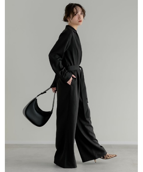 Re:EDIT（リエディ）の「[2026S/S COLLECTION][低身長/高身長サイズ有]ポーラカシュクールオールインワン（つなぎ/オールインワン・レディース・チャコールグレー/ブラック/ベージュ・SHORT/MEDIUM/TALL/LARGE）」の6枚目の写真