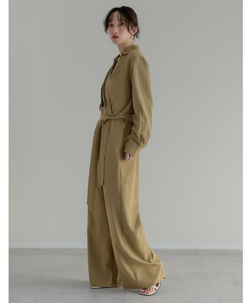 Re:EDIT（リエディ）の「[2026S/S COLLECTION][低身長/高身長サイズ有]ポーラカシュクールオールインワン（つなぎ/オールインワン・レディース・チャコールグレー/ブラック/ベージュ・SHORT/MEDIUM/TALL/LARGE）」の8枚目の写真
