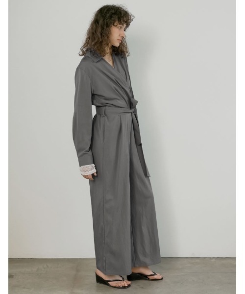 Re:EDIT（リエディ）の「[2026S/S COLLECTION][低身長/高身長サイズ有]ポーラカシュクールオールインワン（つなぎ/オールインワン・レディース・チャコールグレー/ブラック/ベージュ・SHORT/MEDIUM/TALL/LARGE）」の14枚目の写真