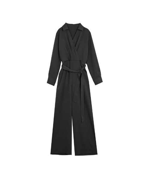 Re:EDIT（リエディ）の「[2026S/S COLLECTION][低身長/高身長サイズ有]ポーラカシュクールオールインワン（つなぎ/オールインワン・レディース・チャコールグレー/ブラック/ベージュ・SHORT/MEDIUM/TALL/LARGE）」の21枚目の写真