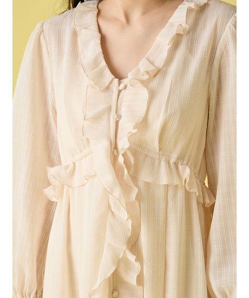 LILY BROWN（リリーブラウン）の「フリルガウンピース（ワンピース・レディース・ドット/ブルー/クリーム・0/1）」の8枚目の写真