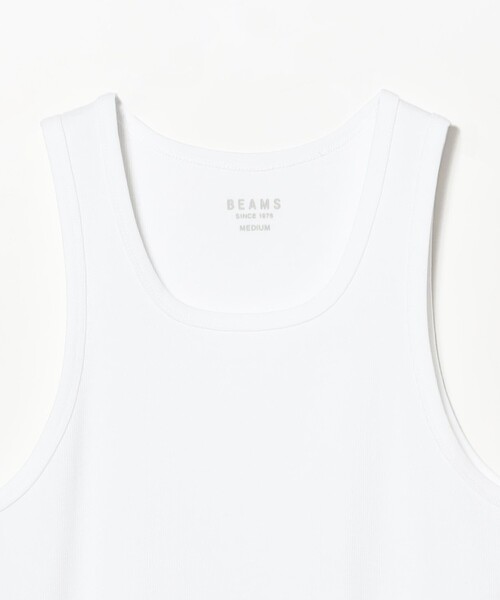 BEAMS（ビームス）の「New Rib Tank Top（タンクトップ・メンズ・ホワイト/ブラック・MEDIUM/SMALL/LARGE）」の4枚目の写真