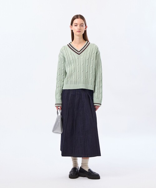 MACKINTOSH PHILOSOPHY（ﾏｯｷﾝﾄｯｼｭ ﾌｨﾛｿﾌｨｰ）の「【Ranton（ラントン）】チルデンニット（ニット/セーター・レディース・グリーン系その他/ダークネイビー・38）」の4枚目の写真