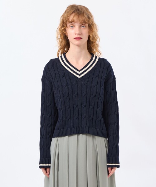 MACKINTOSH PHILOSOPHY（ﾏｯｷﾝﾄｯｼｭ ﾌｨﾛｿﾌｨｰ）の「【Ranton（ラントン）】チルデンニット（ニット/セーター・レディース・グリーン系その他/ダークネイビー・38）」の5枚目の写真