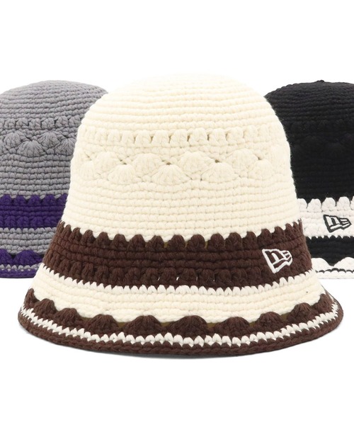 NEW ERA(ニューエラ)の「ニューエラ ニットクロッシェ 模様編み(ハット・メンズ・グレー/ブラック/ホワイト・FREE)」の2枚目の写真