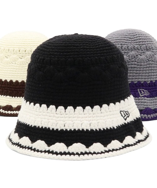NEW ERA(ニューエラ)の「ニューエラ ニットクロッシェ 模様編み(ハット・メンズ・グレー/ブラック/ホワイト・FREE)」の1枚目の写真