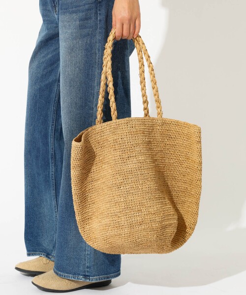 MADE IN MADA（メイドインマダ）の「【MADE IN MADA /メイドインマダ】ALICE MM BAG：ラフィアバッグ（かごバッグ・レディース・モカ/グレー・フリー）」の3枚目の写真
