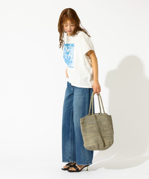 MADE IN MADA（メイドインマダ）の「【MADE IN MADA /メイドインマダ】ALICE MM BAG：ラフィアバッグ（かごバッグ・レディース・モカ/グレー・フリー）」の8枚目の写真