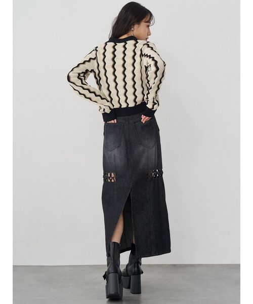 MURUA（ムルーア）の「ツイストレースアップデニムスカート（デニムスカート・レディース・ブラック/ブルー・1/2）」の16枚目の写真