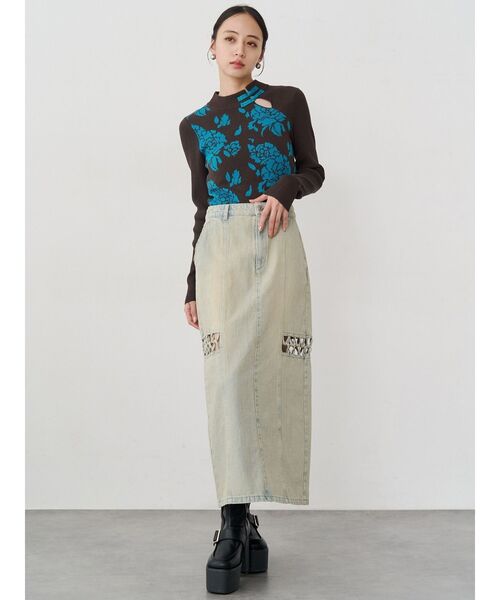 MURUA（ムルーア）の「ツイストレースアップデニムスカート（デニムスカート・レディース・ブラック/ブルー・1/2）」の17枚目の写真