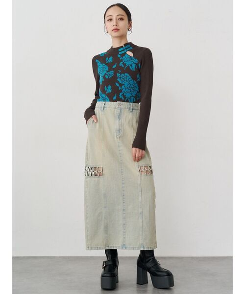 MURUA（ムルーア）の「ツイストレースアップデニムスカート（デニムスカート・レディース・ブラック/ブルー・1/2）」の18枚目の写真