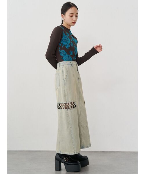 MURUA（ムルーア）の「ツイストレースアップデニムスカート（デニムスカート・レディース・ブラック/ブルー・1/2）」の19枚目の写真