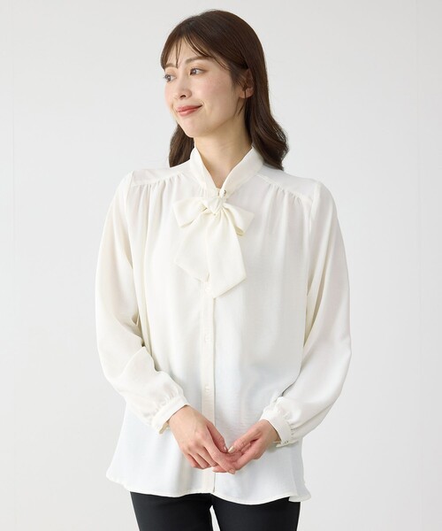 Jayro(ジャイロ)の「ボウタイブラウス(シャツ/ブラウス・レディース・ベージュ/ホワイト系その他2/ブラック・M)」の2枚目の写真