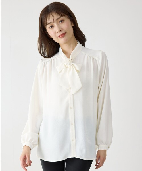 Jayro(ジャイロ)の「ボウタイブラウス(シャツ/ブラウス・レディース・ベージュ/ホワイト系その他2/ブラック・M)」の11枚目の写真