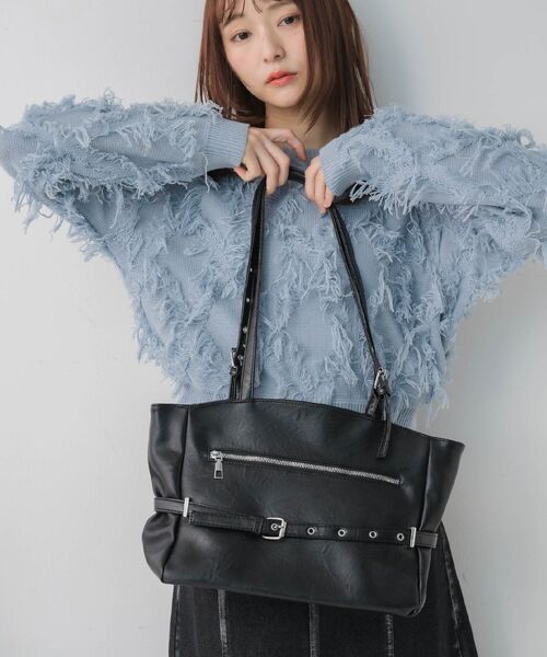 RETRO GIRL（レトロガール）の「ベルトデザイントート（ショルダーバッグ・レディース・ブラウン/オフホワイト/ブラック・ONE SIZE）」の15枚目の写真