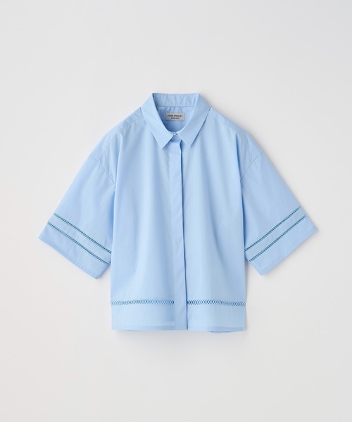 JOHN SMEDLEY ジョンスメドレー　半袖　シャツ　コットン　ネイビー　S セール】JOHN SMEDLEY｜ジョン スメドレーのシャツ/ブラウス（ブルー