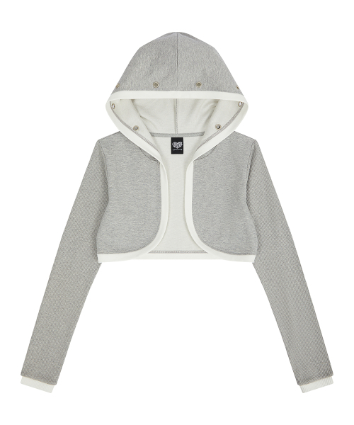 LUVISTRUE（ラヴイズトゥルー）の「EL EYELET HOOD BOLERO CARDIGAN(GRAY)（カーディガン/ボレロ・レディース・その他・FREE）」の2枚目の写真