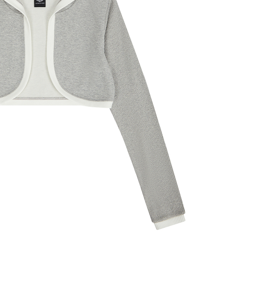 LUVISTRUE（ラヴイズトゥルー）の「EL EYELET HOOD BOLERO CARDIGAN(GRAY)（カーディガン/ボレロ・レディース・その他・FREE）」の5枚目の写真