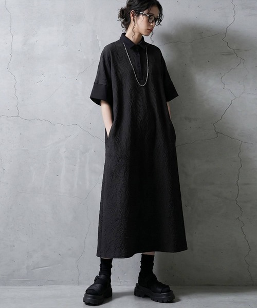 antiqua(アンティカ)の「Aライン シャツワンピース(シャツワンピース・レディース・ブラック・ONESIZE)」の5枚目の写真
