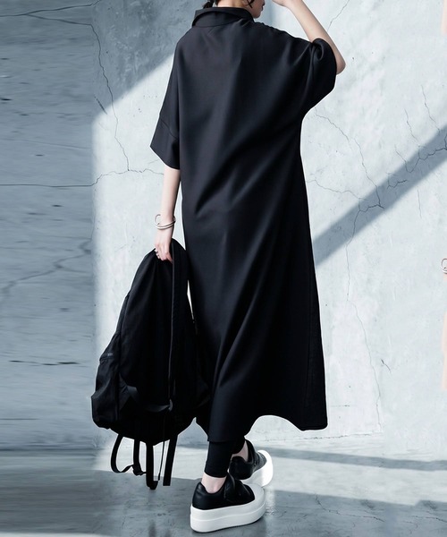 antiqua(アンティカ)の「Aライン シャツワンピース(シャツワンピース・レディース・ブラック・ONESIZE)」の7枚目の写真
