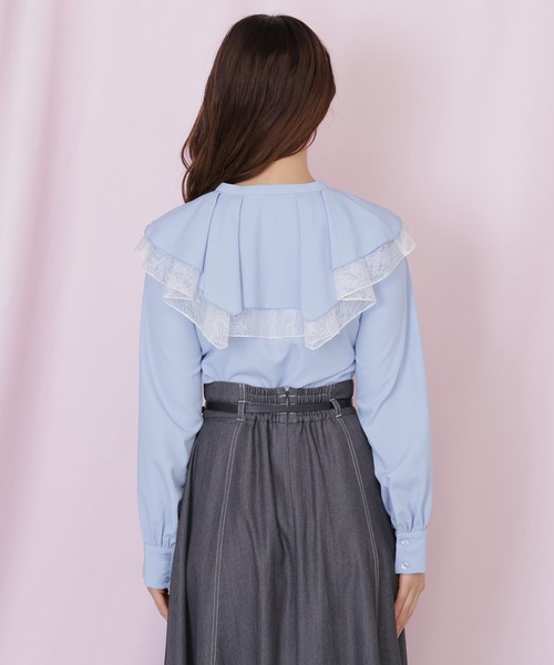 JILL by JILL STUART(ジルバイジルスチュアート)の「ビッグカラーレースレイヤードブラウス(シャツ/ブラウス・レディース・ホワイト/ブルー系その他/ブラック・FREE)」の9枚目の写真