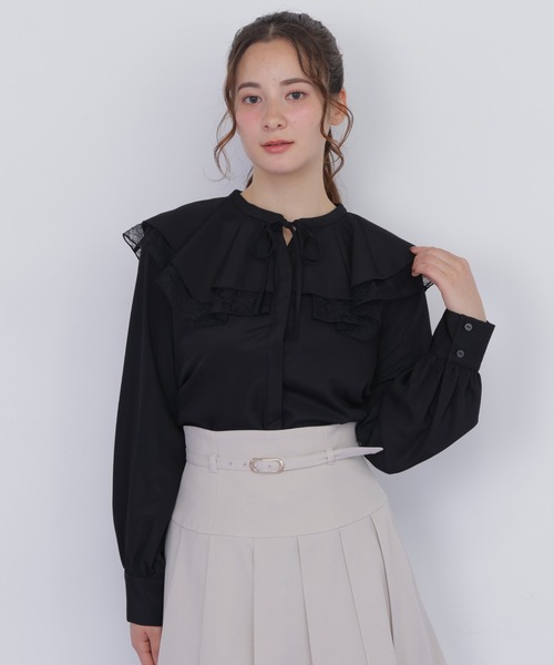JILL by JILL STUART(ジルバイジルスチュアート)の「ビッグカラーレースレイヤードブラウス(シャツ/ブラウス・レディース・ホワイト/ブルー系その他/ブラック・FREE)」の8枚目の写真