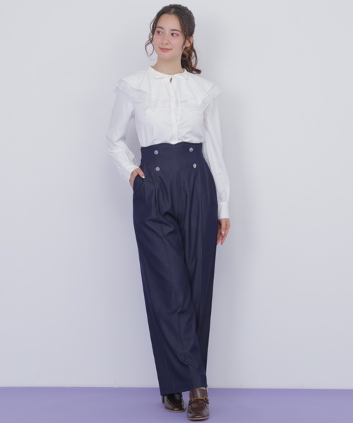 JILL by JILL STUART(ジルバイジルスチュアート)の「ビッグカラーレースレイヤードブラウス(シャツ/ブラウス・レディース・ホワイト/ブルー系その他/ブラック・FREE)」の5枚目の写真