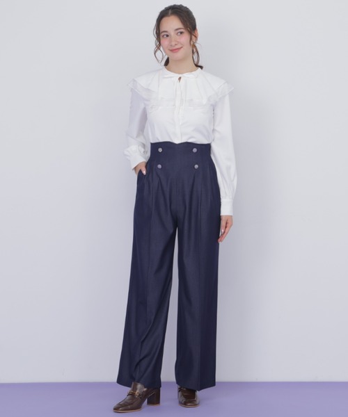 JILL by JILL STUART(ジルバイジルスチュアート)の「ビッグカラーレースレイヤードブラウス(シャツ/ブラウス・レディース・ホワイト/ブルー系その他/ブラック・FREE)」の6枚目の写真