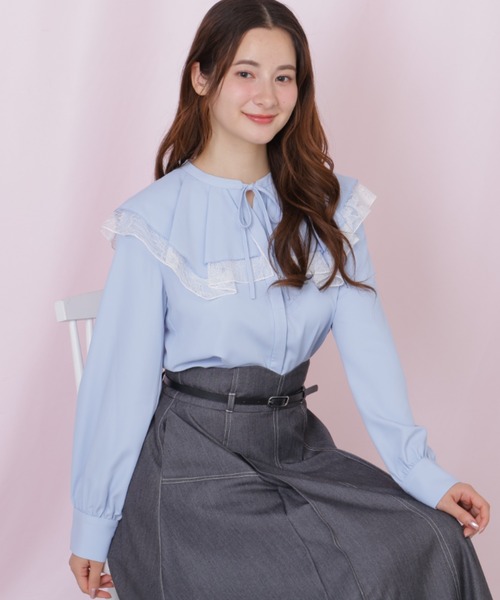 JILL by JILL STUART(ジルバイジルスチュアート)の「ビッグカラーレースレイヤードブラウス(シャツ/ブラウス・レディース・ホワイト/ブルー系その他/ブラック・FREE)」の22枚目の写真