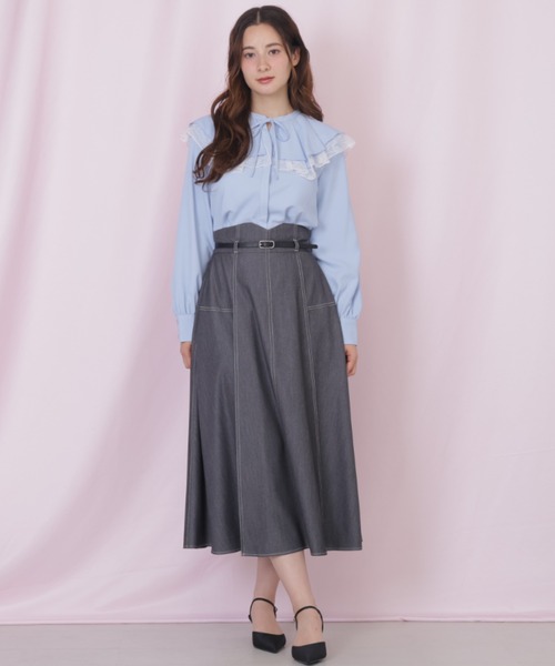JILL by JILL STUART(ジルバイジルスチュアート)の「ビッグカラーレースレイヤードブラウス(シャツ/ブラウス・レディース・ホワイト/ブルー系その他/ブラック・FREE)」の16枚目の写真