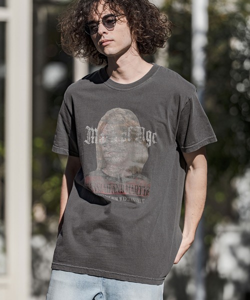 CAMBIO(カンビオ)の「mt10255-ピグメントプリントT(Mark of Age) Tシャツ(2601120MCB)(Tシャツ/カットソー・メンズ・ホワイト/ネイビー/ブラック・S/M/L/XL)」の2枚目の写真