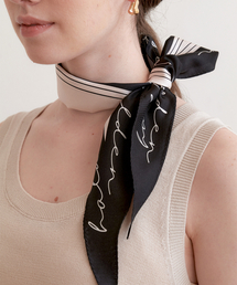 HALDEN（ハルデン）の「ray shape logo pattern silk scarf (SC004_ivoryblack)（バンダナ/スカーフ）」