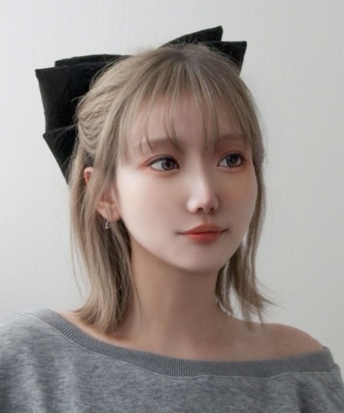 DearMyLoveRose(ディアマイラブローズ)の「オリジナルハートチャーム付きビッグリボンドットバレッタ(その他ヘアアクセサリー・レディース・グレー/ブラック・FREE)」の15枚目の写真