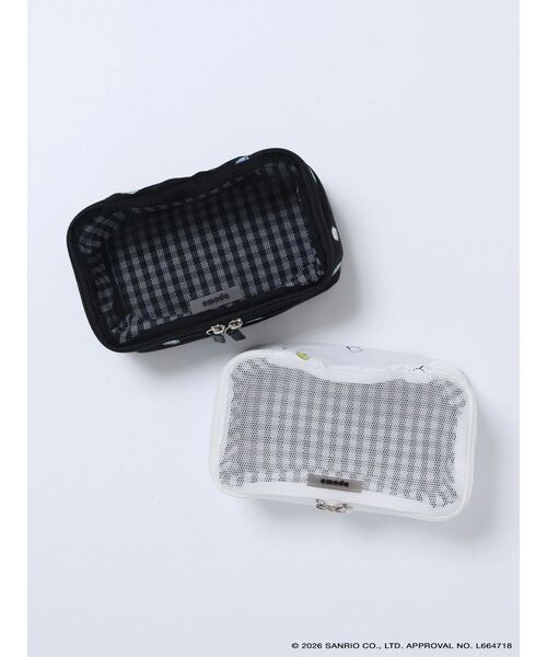 EMODA（エモダ）の「【はぴだんぶい】MESH PATTERN POUCH（ポーチ・レディース・ホワイト/ブラック・FREE）」の5枚目の写真