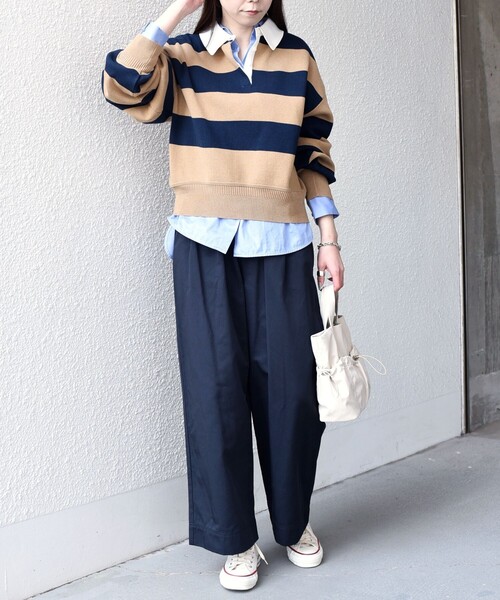 SHIPS Colors(シップス カラーズ)の「SHIPS Colors:〈手洗い可能〉TC チノ イージー パンツ◇(チノパンツ・レディース・ベージュ/ネイビー・SMALL/MEDIUM)」の8枚目の写真