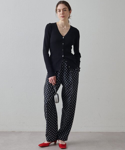 Drawing Numbers（ドローイング ナンバーズ）の「【Drawing Numbers】リブVネックカーディガン（カーディガン/ボレロ・レディース・ブラック/ブラウン/ホワイト・38）」の10枚目の写真