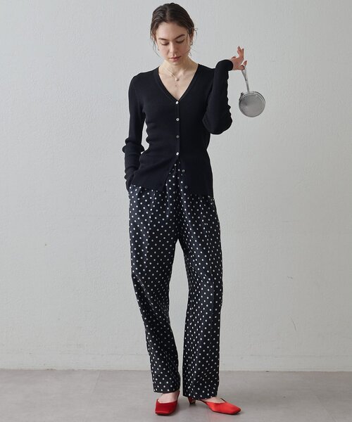 Drawing Numbers（ドローイング ナンバーズ）の「【Drawing Numbers】リブVネックカーディガン（カーディガン/ボレロ・レディース・ブラック/ブラウン/ホワイト・38）」の18枚目の写真