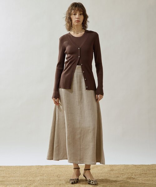 Drawing Numbers（ドローイング ナンバーズ）の「【Drawing Numbers】リブVネックカーディガン（カーディガン/ボレロ・レディース・ブラック/ブラウン/ホワイト・38）」の19枚目の写真