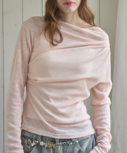 Birthday room(バースデイルーム)の「レースドレープTOPS/Lace drape tops(Tシャツ/カットソー・レディース・ライトブルー/ホワイト/ピンク・FREE)」の18枚目の写真