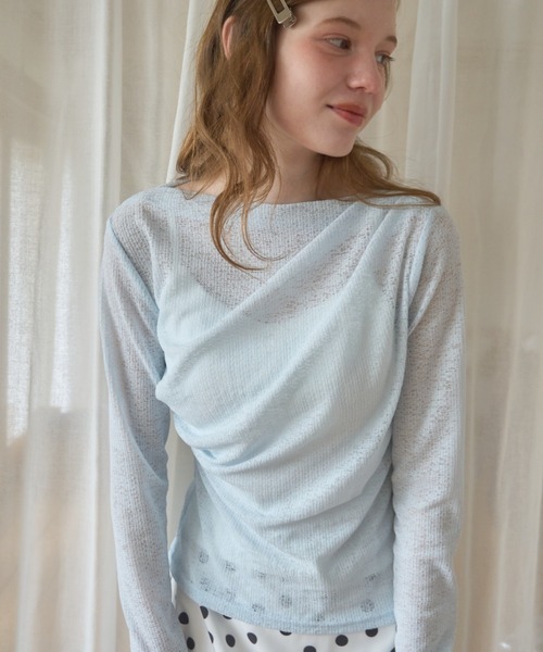 Birthday room(バースデイルーム)の「レースドレープTOPS/Lace drape tops(Tシャツ/カットソー・レディース・ライトブルー/ホワイト/ピンク・FREE)」の16枚目の写真