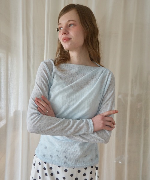 Birthday room(バースデイルーム)の「レースドレープTOPS/Lace drape tops(Tシャツ/カットソー・レディース・ライトブルー/ホワイト/ピンク・FREE)」の17枚目の写真
