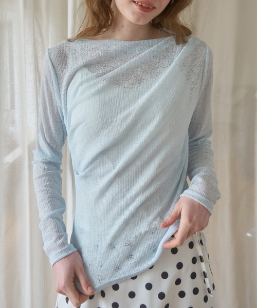 Birthday room(バースデイルーム)の「レースドレープTOPS/Lace drape tops(Tシャツ/カットソー・レディース・ライトブルー/ホワイト/ピンク・FREE)」の13枚目の写真