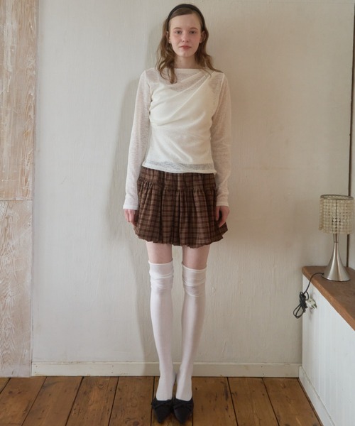 Birthday room(バースデイルーム)の「レースドレープTOPS/Lace drape tops(Tシャツ/カットソー・レディース・ライトブルー/ホワイト/ピンク・FREE)」の4枚目の写真