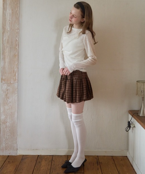 Birthday room(バースデイルーム)の「レースドレープTOPS/Lace drape tops(Tシャツ/カットソー・レディース・ライトブルー/ホワイト/ピンク・FREE)」の5枚目の写真