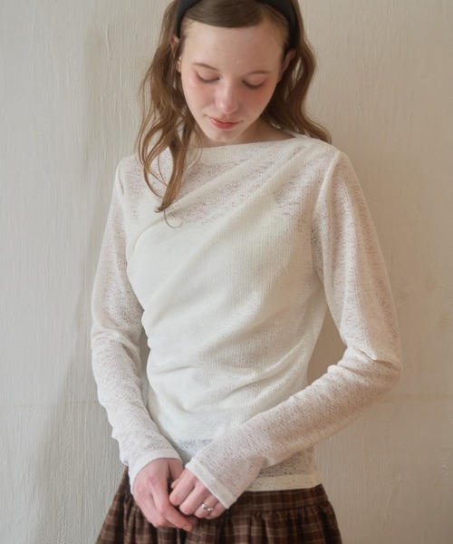 Birthday room(バースデイルーム)の「レースドレープTOPS/Lace drape tops(Tシャツ/カットソー・レディース・ライトブルー/ホワイト/ピンク・FREE)」の6枚目の写真