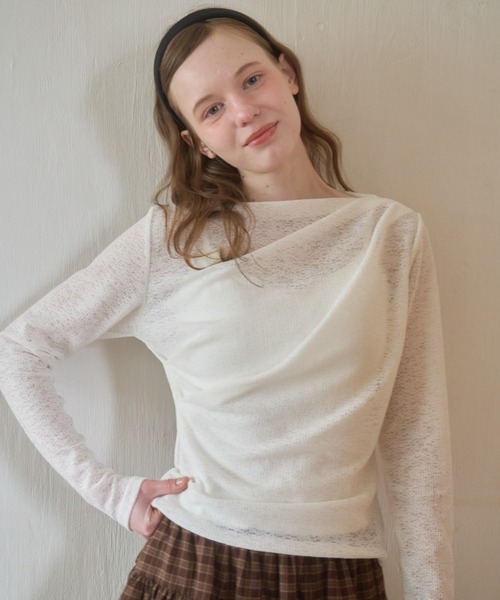 Birthday room(バースデイルーム)の「レースドレープTOPS/Lace drape tops(Tシャツ/カットソー・レディース・ライトブルー/ホワイト/ピンク・FREE)」の7枚目の写真